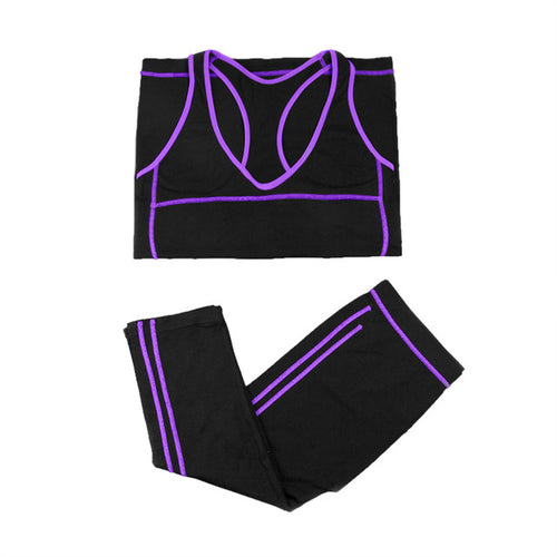 Load image into Gallery viewer, Yoga Set Crop Top Shirts + Skinny Capri Pants-women fitness-wanahavit-purple-S-wanahavit
