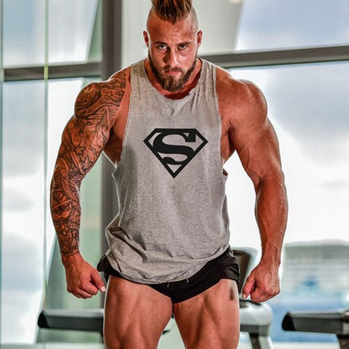 Punisher Fitness Tank Top-men fitness-wanahavit-Gray Superman-M-wanahavit