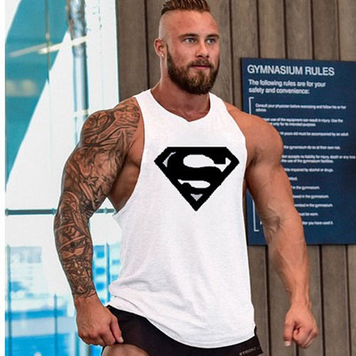Punisher Fitness Tank Top-men fitness-wanahavit-White Superman-M-wanahavit