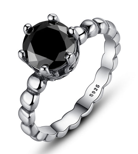 My Princess Queen Crown Silver Ring-women-wanahavit-Black Stone-6-wanahavit