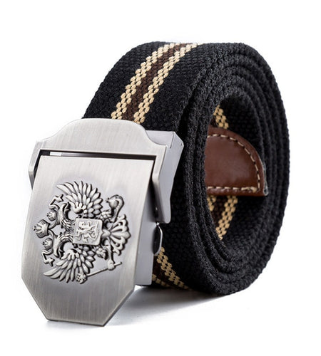Russian National Emblem Canvas Tactical Belt-men-wanahavit-Black Stripes-110CM-wanahavit