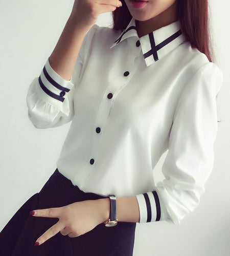 Elegant Turn Down Collar Long Sleeve Shirt-women-wanahavit-Long Sleeve-S-wanahavit