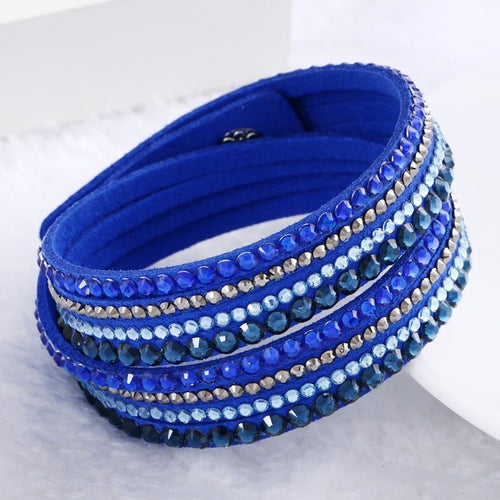 Load image into Gallery viewer, Fashion Multilayer Rhinestone Leather Crystal Wrap Bracelet-women-wanahavit-Blue-wanahavit
