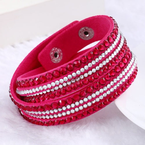 Load image into Gallery viewer, Fashion Multilayer Rhinestone Leather Crystal Wrap Bracelet-women-wanahavit-Red-wanahavit
