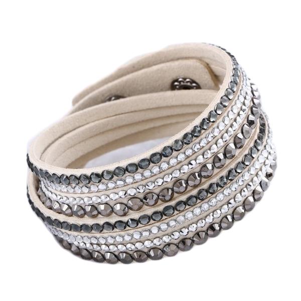 Fashion Multilayer Rhinestone Leather Crystal Wrap Bracelet-women-wanahavit-Beige-wanahavit