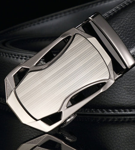 Automatic Buckle Cowhide Leather Strap Belt-men-wanahavit-Car 001 black-105CM-wanahavit