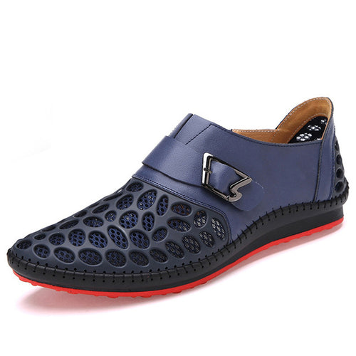 Load image into Gallery viewer, Genuine Leather Summer Leisure Breathable Flat Shoes-men-wanahavit-Blue-6-wanahavit
