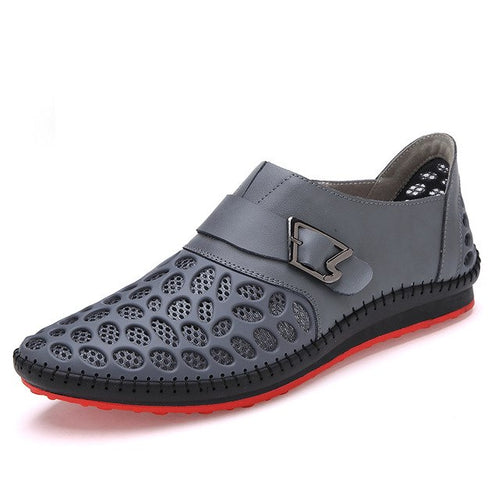 Load image into Gallery viewer, Genuine Leather Summer Leisure Breathable Flat Shoes-men-wanahavit-Grey-6-wanahavit
