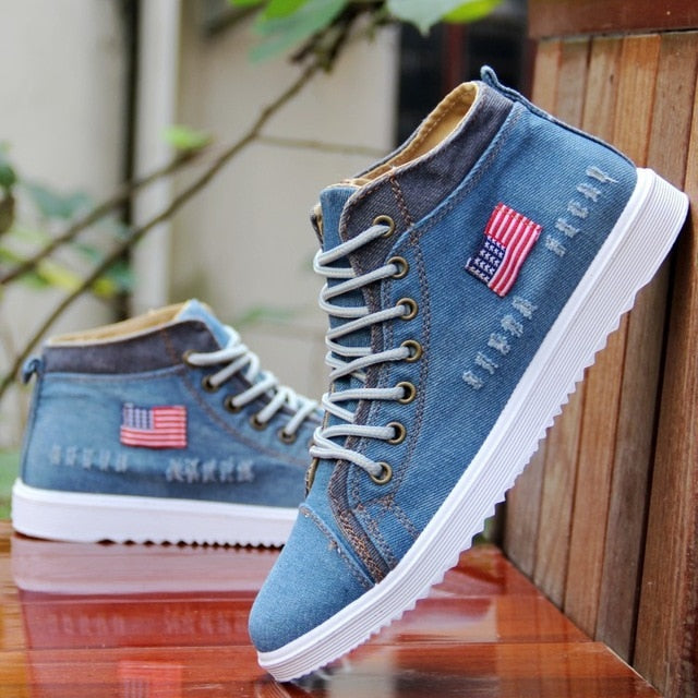 American Flag Label Trendy Fashion Style Vintage Denim Shoe-men-wanahavit-light blue 1-6.5-wanahavit