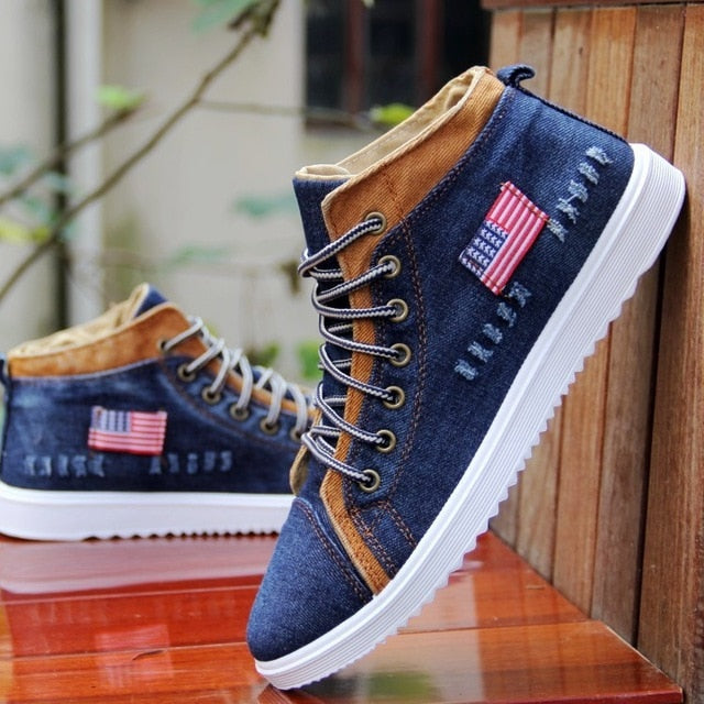 American Flag Label Trendy Fashion Style Vintage Denim Shoe-men-wanahavit-dark blue 1-6.5-wanahavit