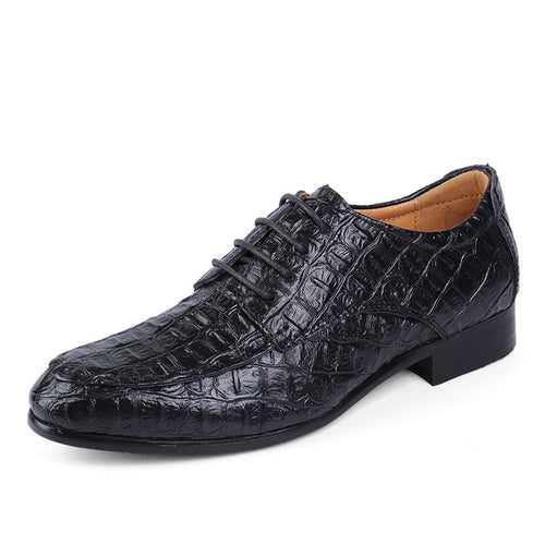 Load image into Gallery viewer, Reptile Skin Textured Genuine Leather Oxford Shoes-men-wanahavit-black-5-wanahavit
