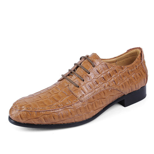 Load image into Gallery viewer, Reptile Skin Textured Genuine Leather Oxford Shoes-men-wanahavit-brown-5-wanahavit
