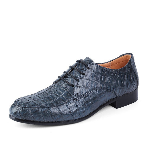 Load image into Gallery viewer, Reptile Skin Textured Genuine Leather Oxford Shoes-men-wanahavit-blue-5-wanahavit
