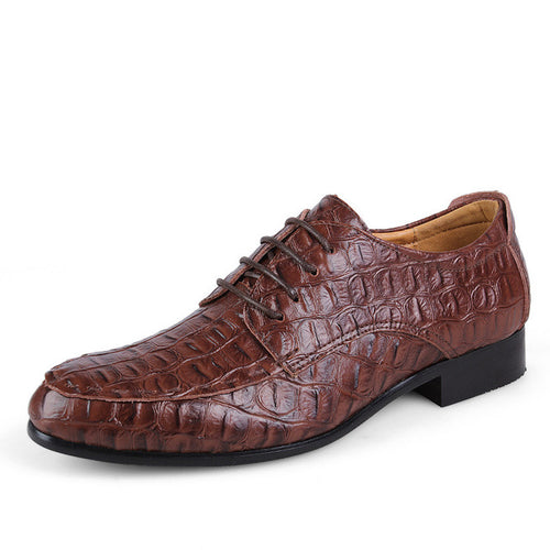 Load image into Gallery viewer, Reptile Skin Textured Genuine Leather Oxford Shoes-men-wanahavit-coffee-5-wanahavit
