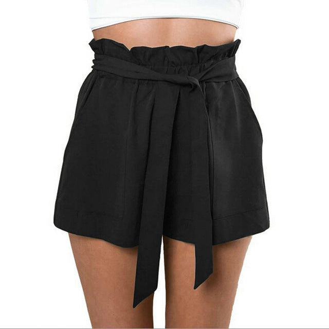 Fashionable Loose Short with Belt-women-wanahavit-Black-S-wanahavit