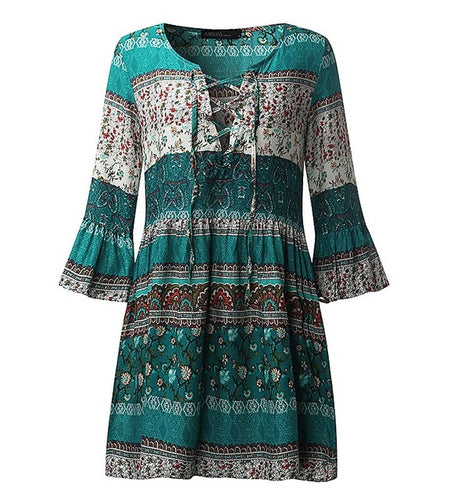 Floral Printed Ruffled Casual Beach Dress-women-wanahavit-Floral 1-S-wanahavit