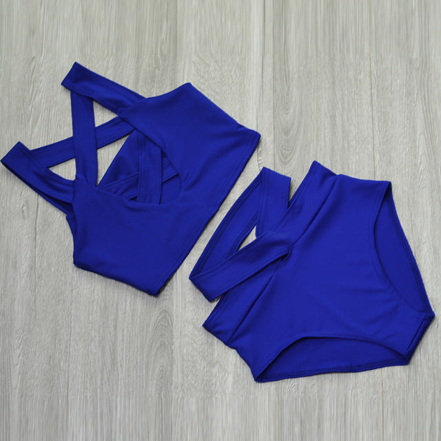 Sexy Crisscross Bandage Brazilian Bikini-women fitness-wanahavit-Blue-S-wanahavit