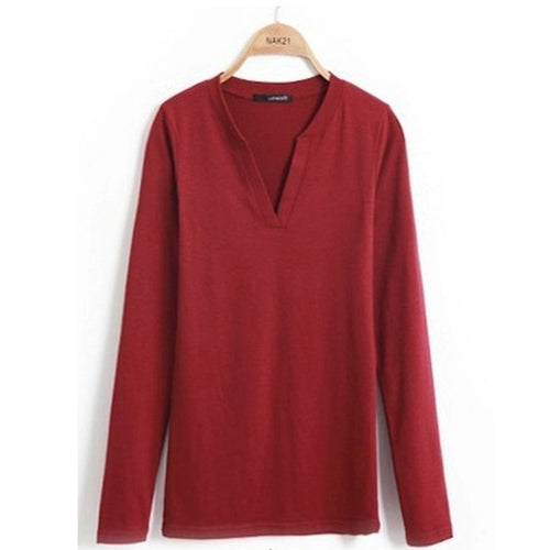 Load image into Gallery viewer, Plain V-Neck Sexy Slim Knitted Long Sleeve-women-wanahavit-Wine red-One Size-wanahavit
