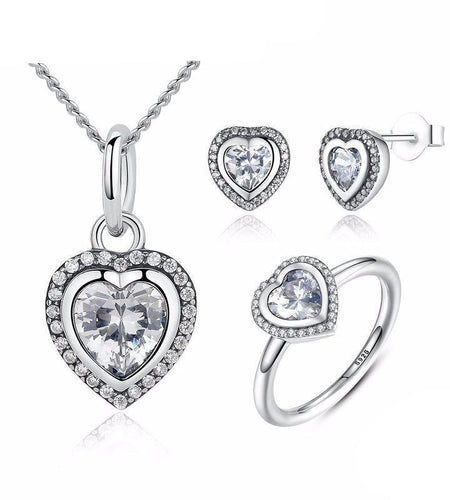 925 Sterling Silver Sparkling Love Heart Jewelry Set-women-wanahavit-6-wanahavit
