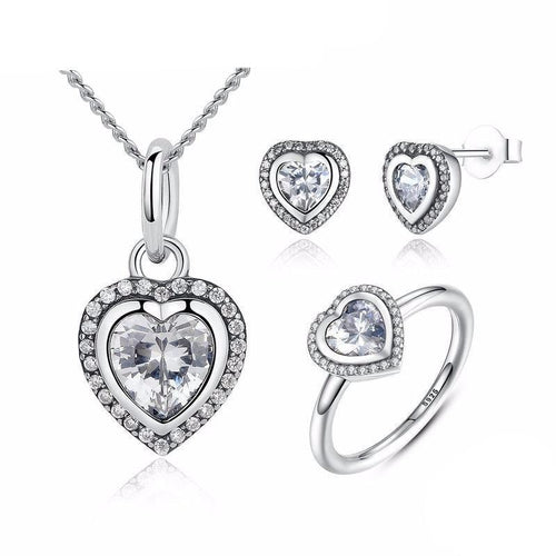 Load image into Gallery viewer, 925 Sterling Silver Sparkling Love Heart Jewelry Set-women-wanahavit-6-wanahavit
