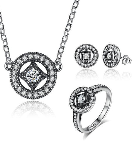 925 Sterling Silver Classic Vintage Allure Jewelry Set-women-wanahavit-Silver 2-6-wanahavit