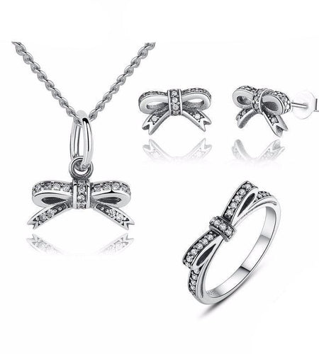 925 Sterling Silver Sparkling Bow Knot Jewelry Sets-women-wanahavit-6-wanahavit