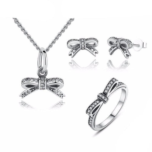 Load image into Gallery viewer, 925 Sterling Silver Sparkling Bow Knot Jewelry Sets-women-wanahavit-6-wanahavit
