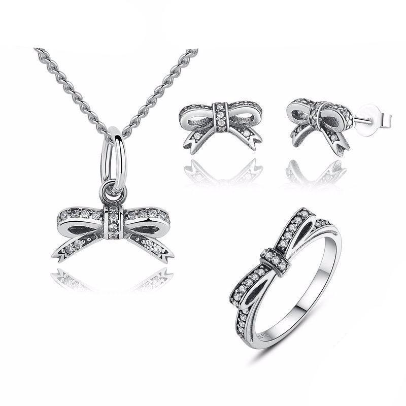 925 Sterling Silver Sparkling Bow Knot Jewelry Sets-women-wanahavit-6-wanahavit