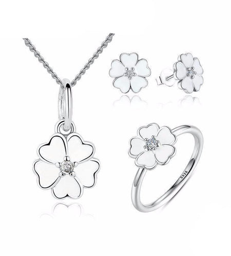 925 Sterling Silver Primrose Flower White Enamel Jewelry Set-women-wanahavit-6-wanahavit