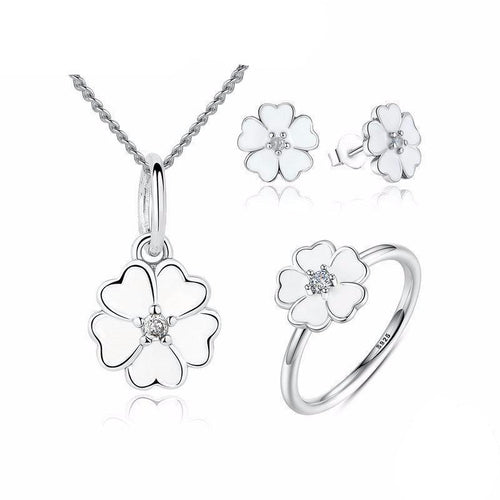Load image into Gallery viewer, 925 Sterling Silver Primrose Flower White Enamel Jewelry Set-women-wanahavit-6-wanahavit

