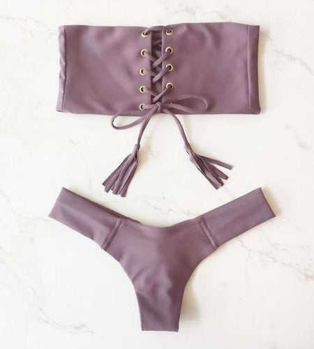 Sexy Lace Up Brazilian Bikini-women fitness-wanahavit-1 Beige-S-wanahavit