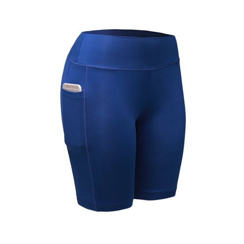 Load image into Gallery viewer, Quick Dry Elastic Workout Shorts with Pocket-women fitness-wanahavit-Blue-S-wanahavit
