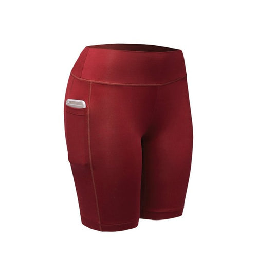 Load image into Gallery viewer, Quick Dry Elastic Workout Shorts with Pocket-women fitness-wanahavit-Red-S-wanahavit

