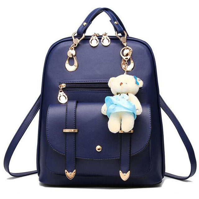 Luxury Teenage School Backpack w/ Stuff Toy-women-wanahavit-blue-wanahavit