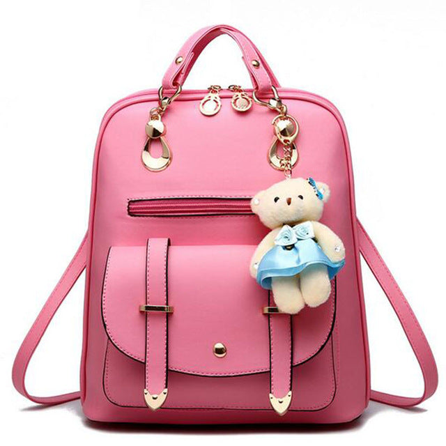 Luxury Teenage School Backpack w/ Stuff Toy for women - wanahavit