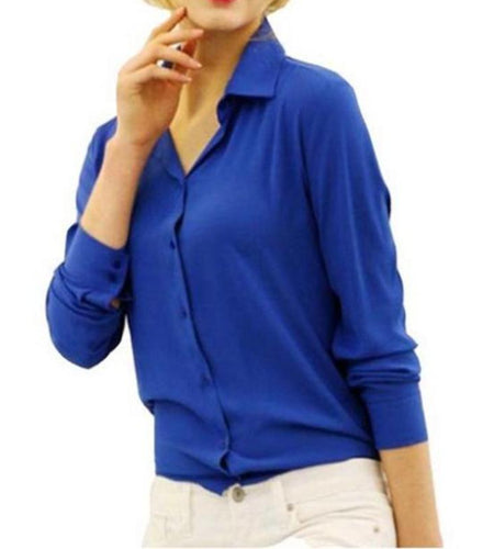 Chiffon Blouse Long Sleeve Shirt-women-wanahavit-Blue-S-wanahavit