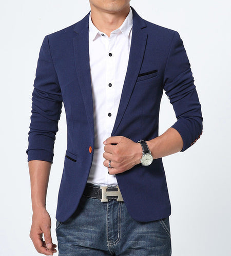 Luxury Men High Quality Cotton Slim Fit Blazers-men-wanahavit-Navy-M-wanahavit