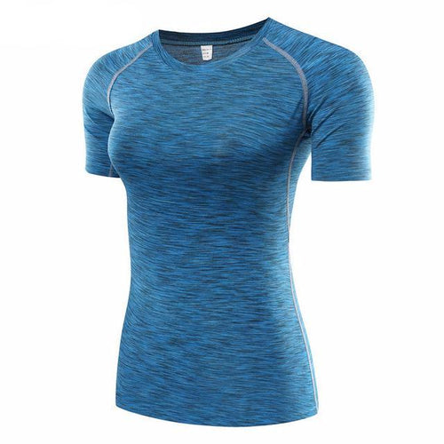Load image into Gallery viewer, Quick Dry Short Sleeve Yoga Shirt-women fitness-wanahavit-Blue-S-wanahavit
