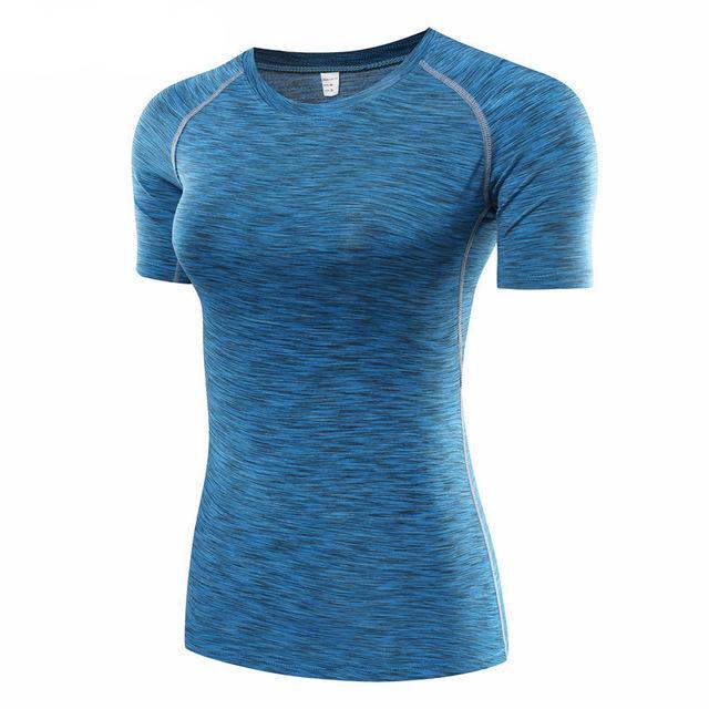 Quick Dry Short Sleeve Yoga Shirt-women fitness-wanahavit-Blue-S-wanahavit