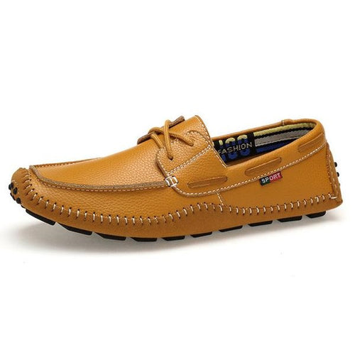 Load image into Gallery viewer, Italian Genuine Leather Designer Slip On Loafer Shoes-men-wanahavit-Style1 Yellow Loafer-5-wanahavit
