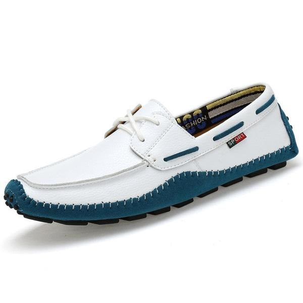 Italian Genuine Leather Designer Slip On Loafer Shoes-men-wanahavit-Style1 White Loafers-5-wanahavit