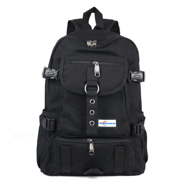 Arcuate Shoulder Strap Canvas Designer Backpack-men-wanahavit-Black-wanahavit