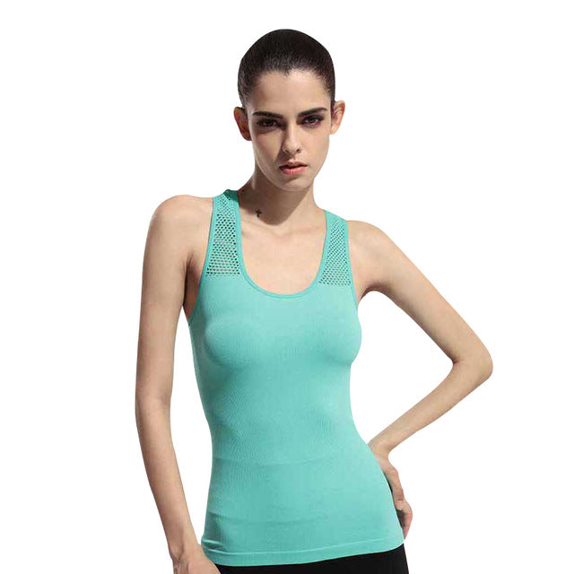 Meshed Back Yoga Sleeveless Shirt-women fitness-wanahavit-green-One Size-wanahavit
