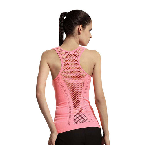 Load image into Gallery viewer, Meshed Back Yoga Sleeveless Shirt-women fitness-wanahavit-pink-One Size-wanahavit
