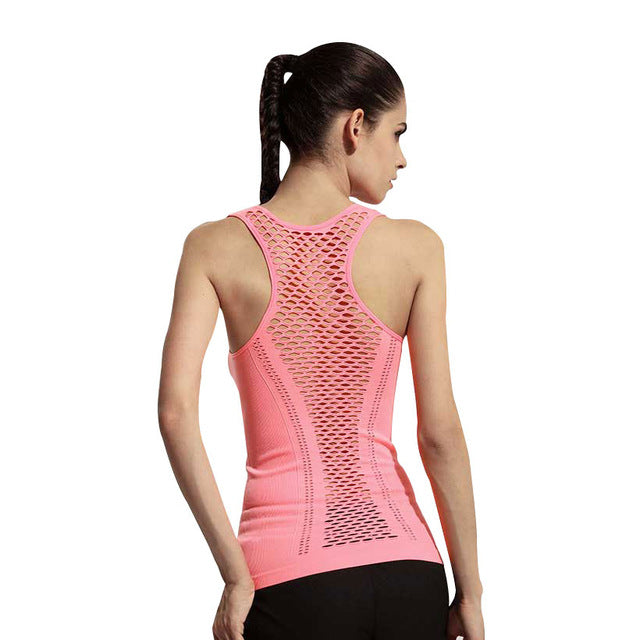Meshed Back Yoga Sleeveless Shirt-women fitness-wanahavit-pink-One Size-wanahavit
