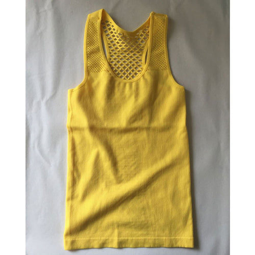 Load image into Gallery viewer, Meshed Back Yoga Sleeveless Shirt-women fitness-wanahavit-yellow-One Size-wanahavit
