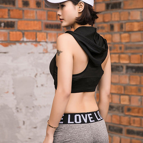 Load image into Gallery viewer, Hooded Gym Training Bra-women fitness-wanahavit-Black-L-wanahavit
