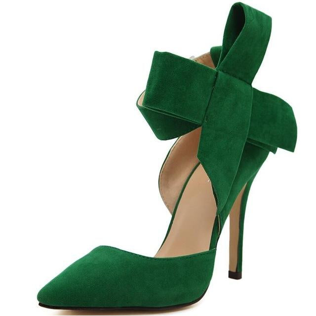 Butterfly Knot Stiletto Shoes-women-wanahavit-Green-4-wanahavit