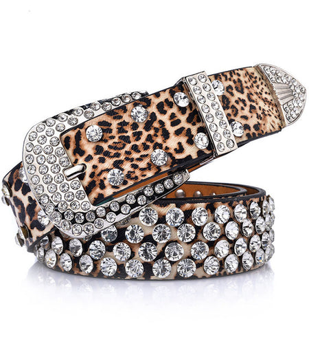 Rhinestone Luxury Designer Genuine Leather Belt-women-wanahavit-SZ01 Leopard-About 108cm-wanahavit