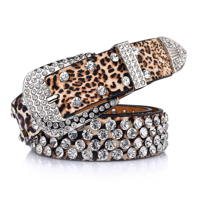 Rhinestone Luxury Designer Genuine Leather Belt-women-wanahavit-SZ01 Leopard-About 108cm-wanahavit